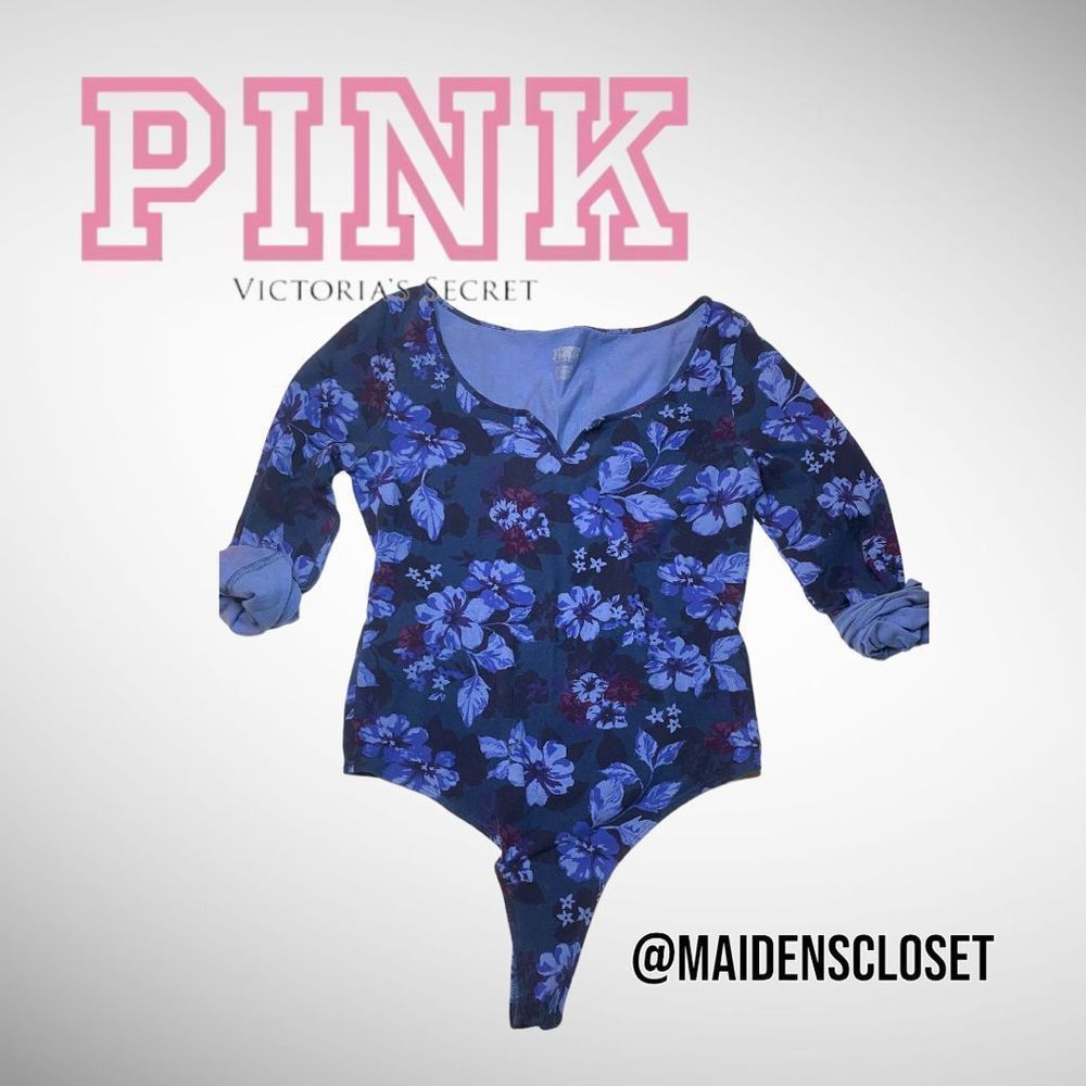 Victoria Secret PINK Blue Floral Bodysuit